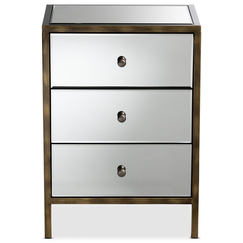 Baxton Studio Nouria 3-Drawer End Table in Silver, , large