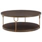 Signature Design by Ashley Brazburn Round Cocktail Table in Dark Brown and Gold, , large