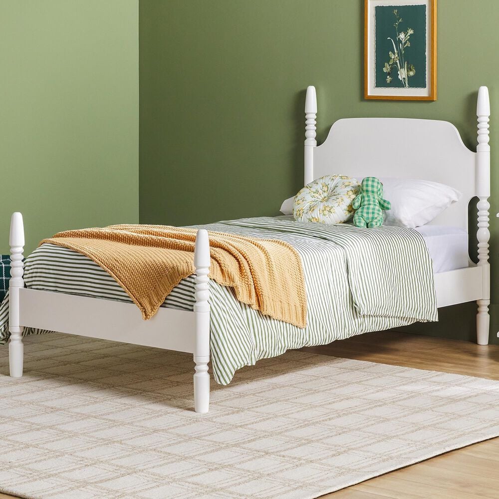 Walker Edison Vivienne Twin Platform Bed in White, , large
