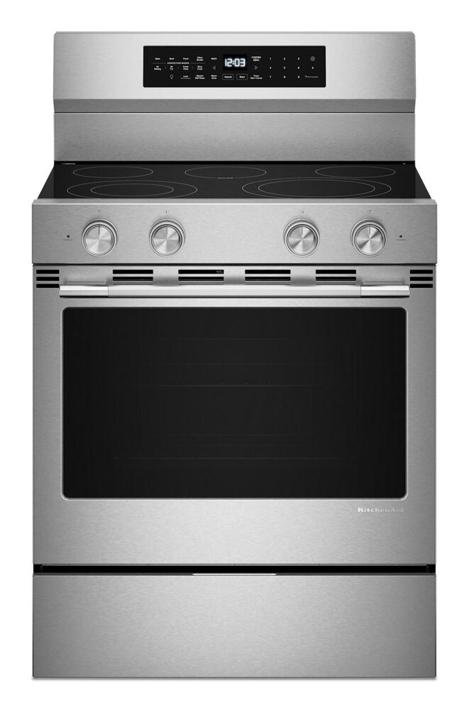 KitchenAid 5.3 Cu. Ft. Smart Freestanding Electric Range with Convection Cooking Modes, , large