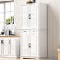 HOMLUX HOMLUX 71" Tall Kitchen Pantry Cabinet with 3 Pull Out Cabinet Organizers, Farmhouse Embossed Texture Storage Cabinet with 6 Door Shelves, 2 Drawers, Freestanding Cupboard for Kitchen, Dining Room White, , large