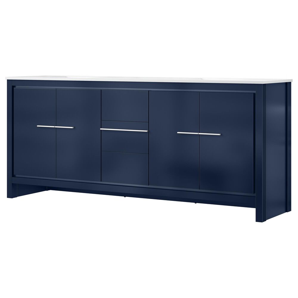 Lexora Home Lafarre 80" Double Bathroom Vanity in Navy Blue with 2 cm White Cultured Marble Top and Rectangular Sinks, , large