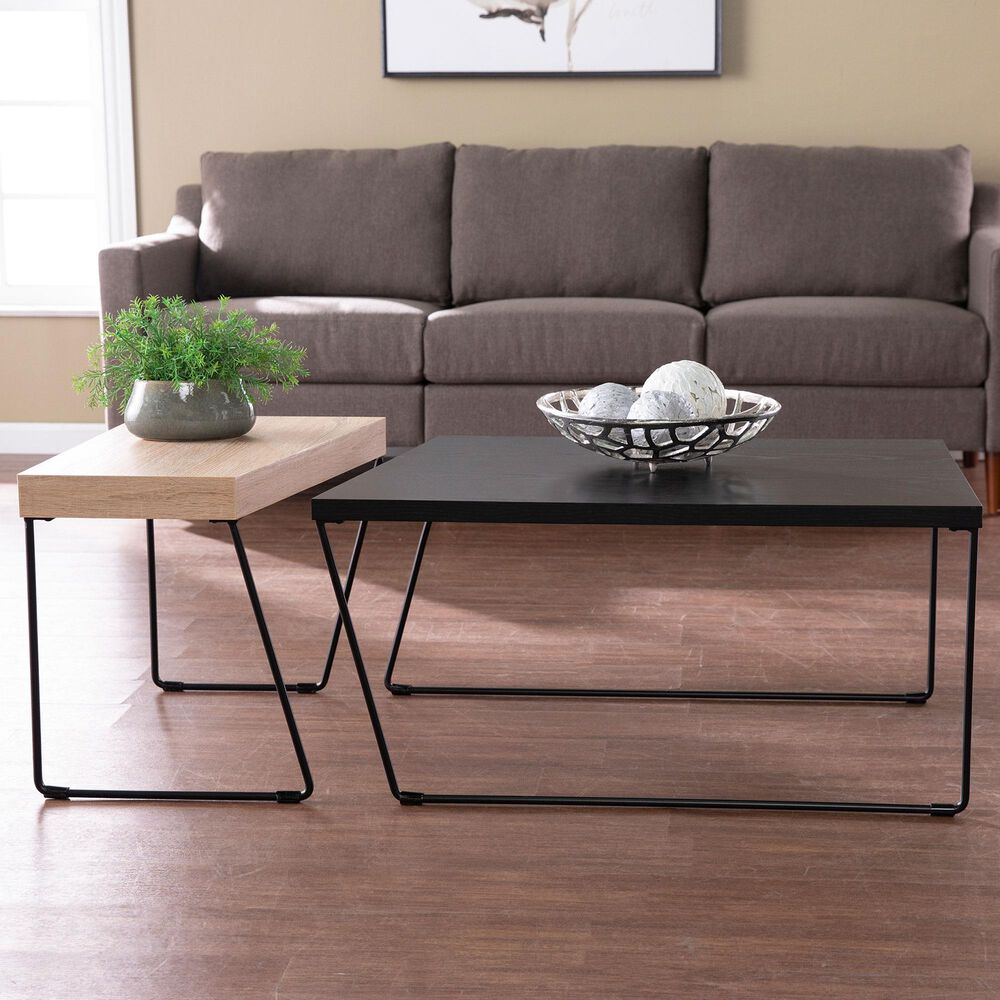 Southern Enterprises Rickby 2-Piece Coffee Table Set in Black and Natural, , large