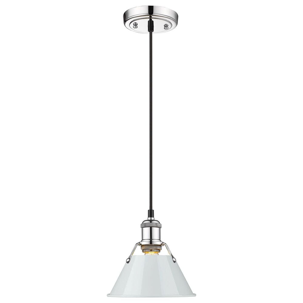 Golden Lighting Orwell 1-Light Small Pendant with Dusky Blue Shade in Chrome, , large
