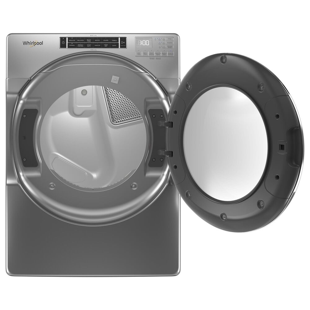 Whirlpool 4.3 Cu. Ft. Front Load Washer and 7.4 Cu. Ft. Gas Dryer Laundry Pair with Pedestals in Chrome Shadow, , large