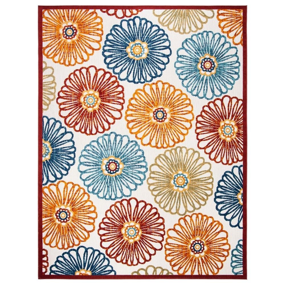 Safavieh Cabana CBN801A 8" x 10" Creme and Red Indoor/Outdoor Area Performance Rug, , large