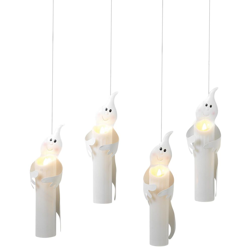 The Gerson Company 11.2" Hanging Ghost Candles with Remote Control in Ivory and White (Set of 4), , large