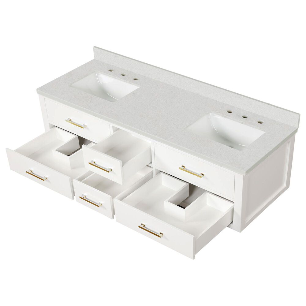 Lexora Home Castor 72&quot; Double Bathroom Vanity in White with 2 cm White Cultured Marble Top and Rectangular Sinks, , large