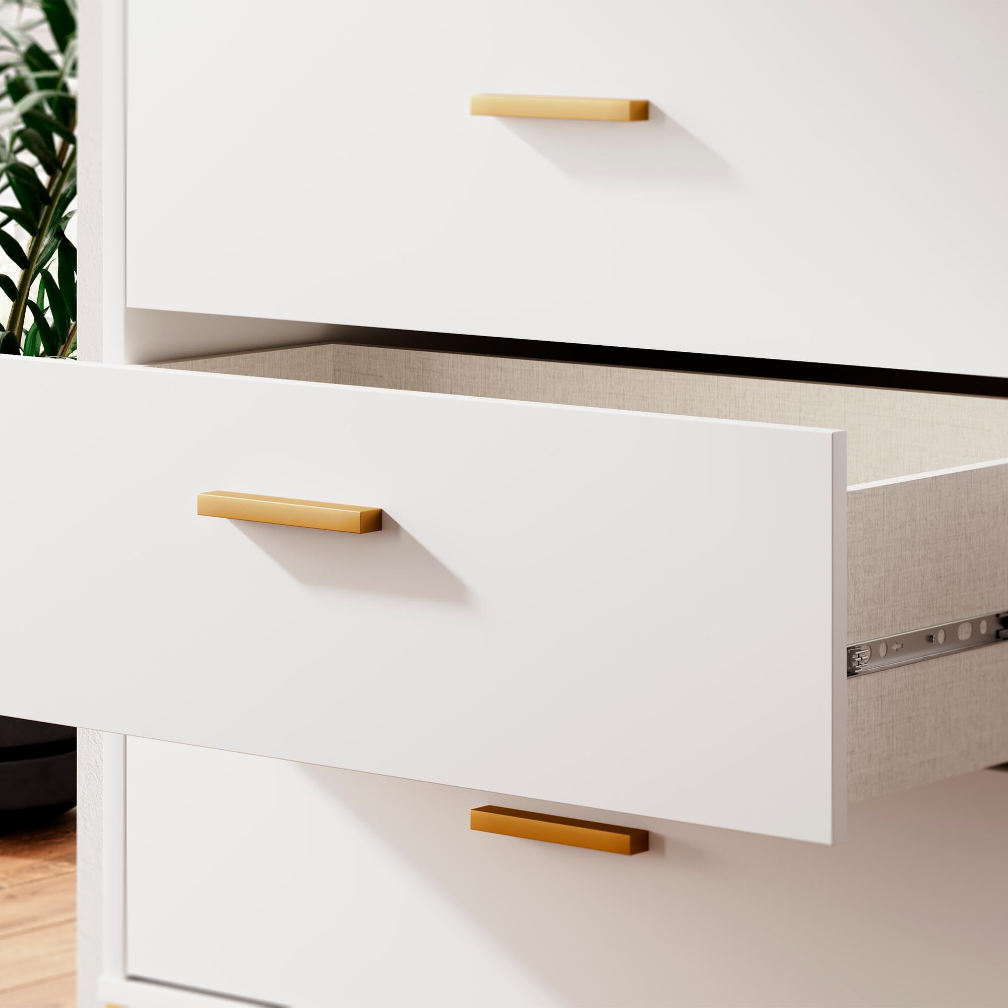 Ashley Socalle 6-Drawer Dresser in Matte White and Gold