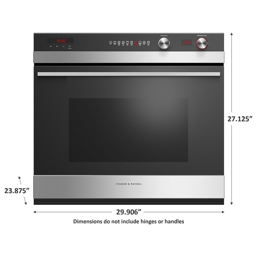 Fisher &amp; Paykel 30 4.1 Cu Ft Built-in Single Wall Oven in Brushed Stainless Steel with Black Glass, , large