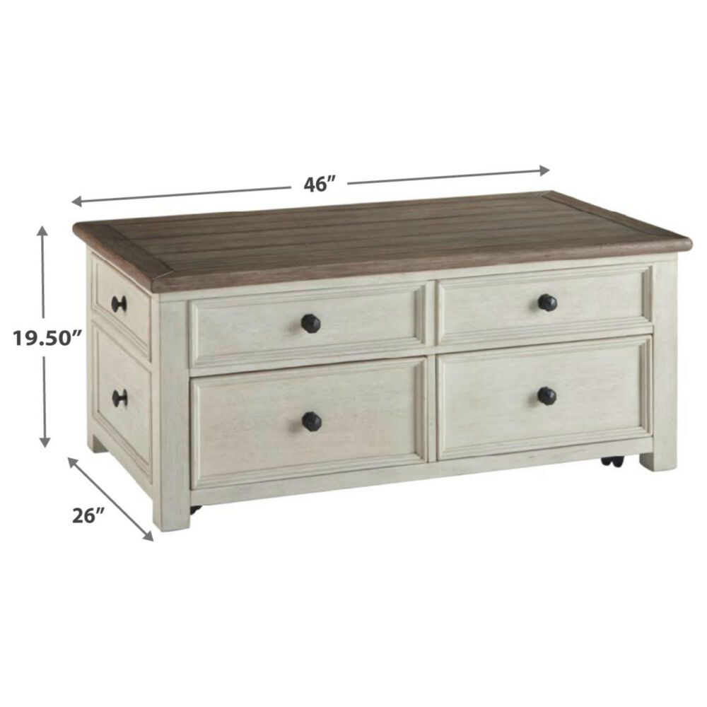 Ashley Bolanburg Lift Top Cocktail Table in Weathered Oak and Antique White, , large