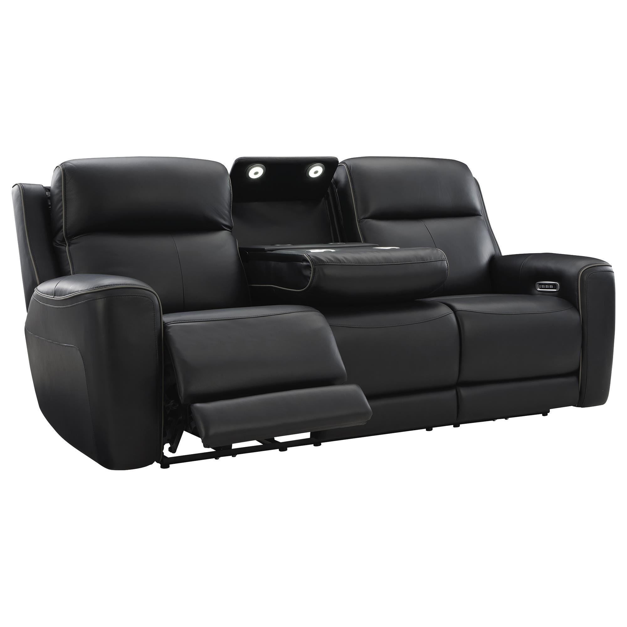 Ashley 5Z-Comfort Power Reclining Sofa and Loveseat Set in Onyx