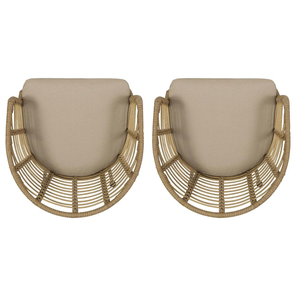 Hearth and Haven Randy Outdoor Arm Chair with Tub-Shaped Structure in Beige (Set of 2), , large
