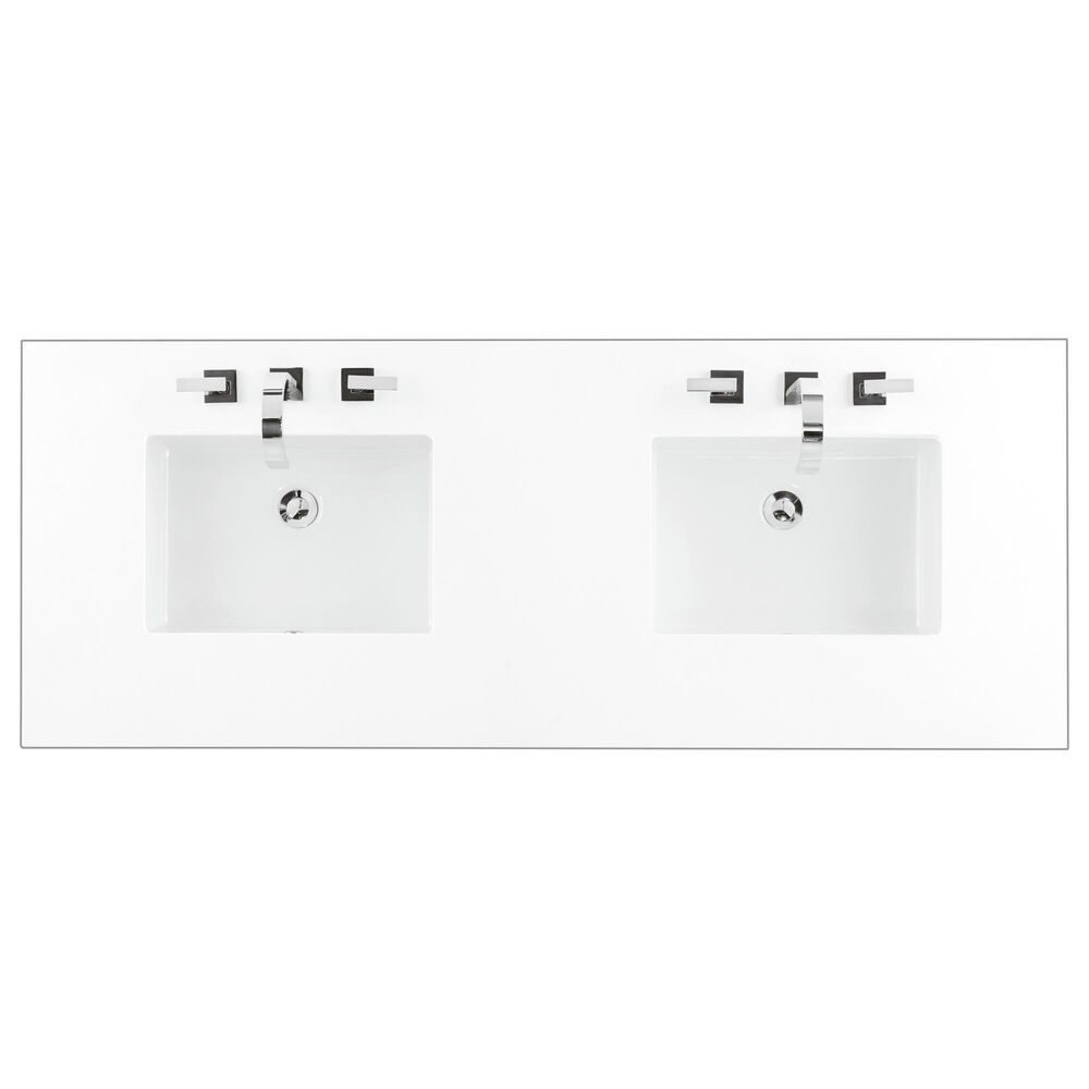 James Martin Vanities Breckenridge 60" Double Bathroom Vanity in Whitewashed Oak with 3 cm White Zeus Quartz Top and Rectangular Sinks, , large