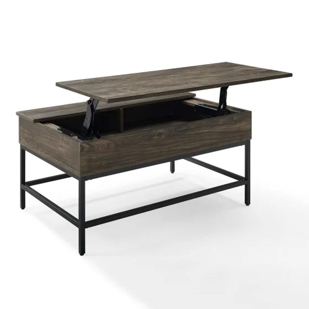 Crosley Furniture Jacobsen Lift-Top Storage Coffee Table in Brown Ash and Matte Black, , large