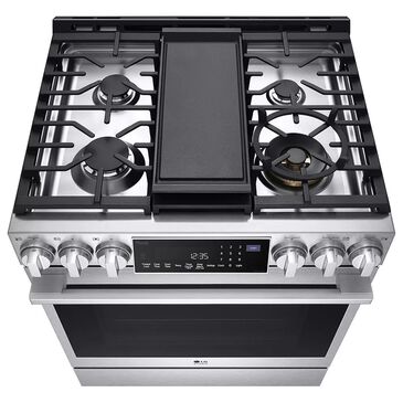 LG Studio 30" Smart Slide-in Dual Fuel Range with 5 Burners in Stainless Steel, , large
