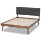 Baxton Studio Alke Queen Platform Bed with Dark Grey Fabric in Walnut Brown, , large