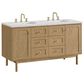 James Martin Vanities Laurent 60" Double Bathroom Vanity in Light Natural Oak with 3 cm Ethereal Noctis Silestone Top, Rectangular Sinks and FreePower Wireless Charger, , large