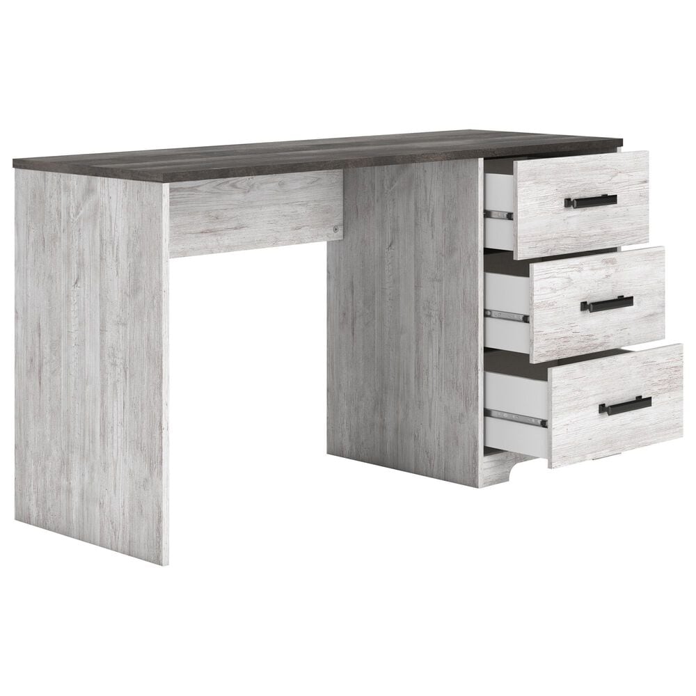 Ashley Shawburn 3-Drawer Home Office Desk in White and Dark Charcoal Gray, , large