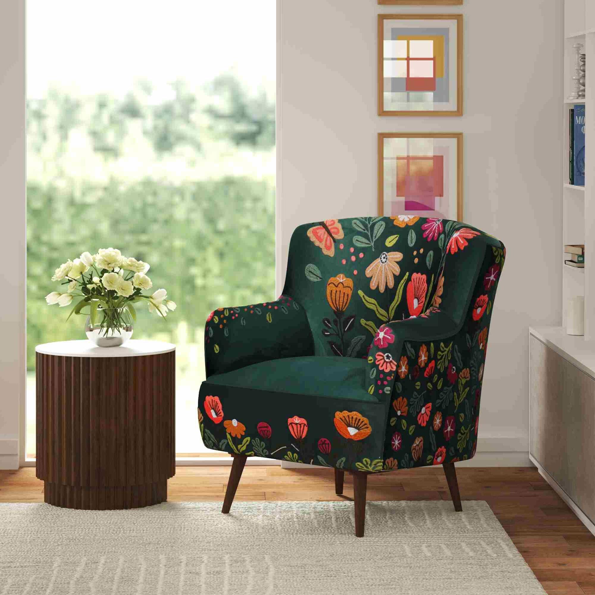 LR Home Matilda Floral Accent Chair in Multicolor