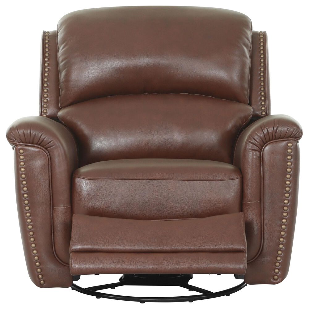 Chateau d'Ax Stationary Leather Sofa and Recliner Set in Red Brown, , large