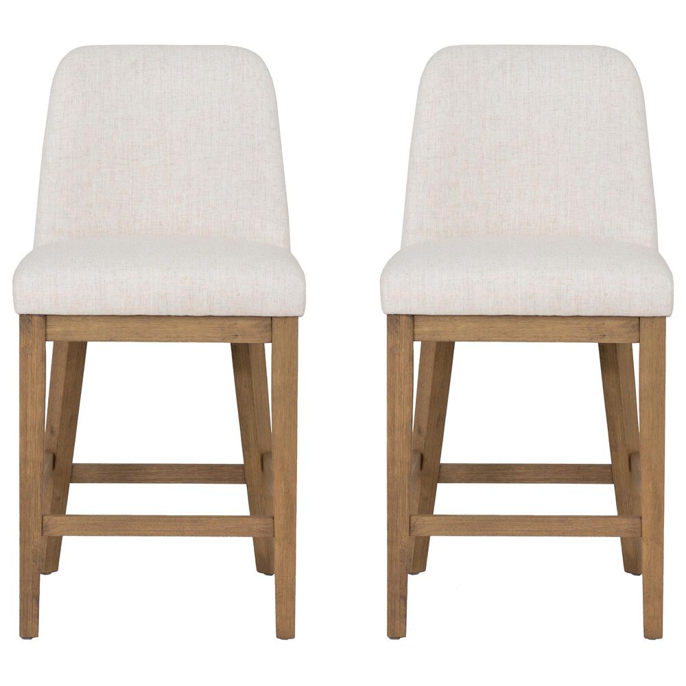Linon Home Decor Tucker Counter Stool with Cream Cushion in Natural Brown (Set of 2), , large