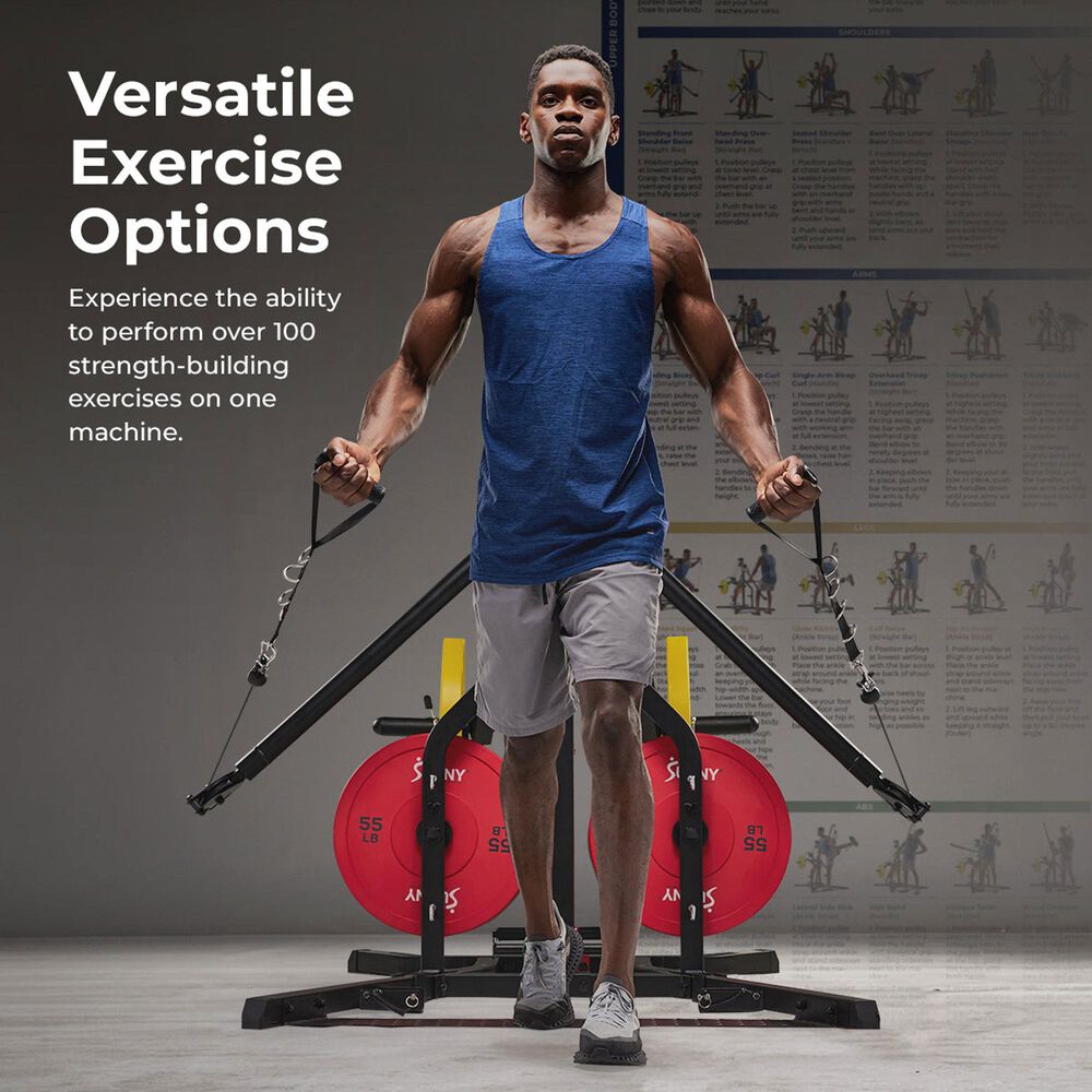 Sunny Health &amp; Fitness Multifunctional Strength Training Home Gym in Black and Red, , large