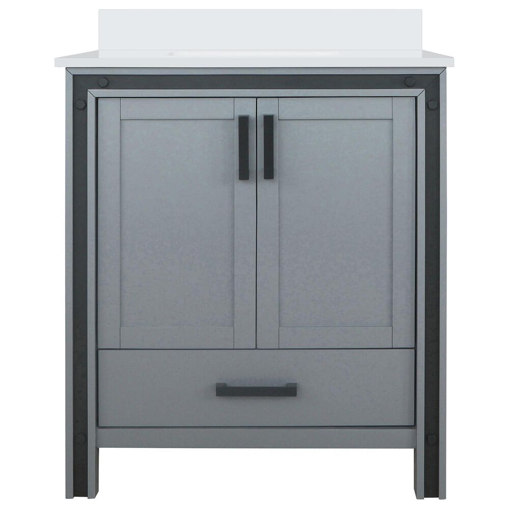 Lexora Home Ziva 30&quot; Single Bathroom Vanity in Dark Grey with 2 cm White Quartz Top and Rectangular Sink, , large