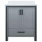 Lexora Home Ziva 30" Single Bathroom Vanity in Dark Grey with 2 cm White Quartz Top and Rectangular Sink, , large