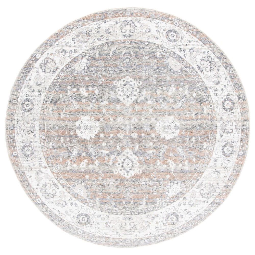 Safavieh Webster WBS326G 6"7" Round Grey and Beige Area Rug, , large