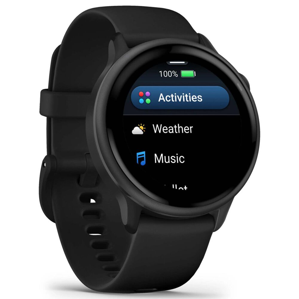 Garmin Vivoactive 6 Smartwatch 42mm Slate Aluminum Case with Black Band, , large
