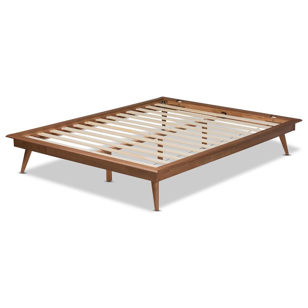 Baxton Studio Karine Full Platform Bed Frame in Walnut Brown, , large