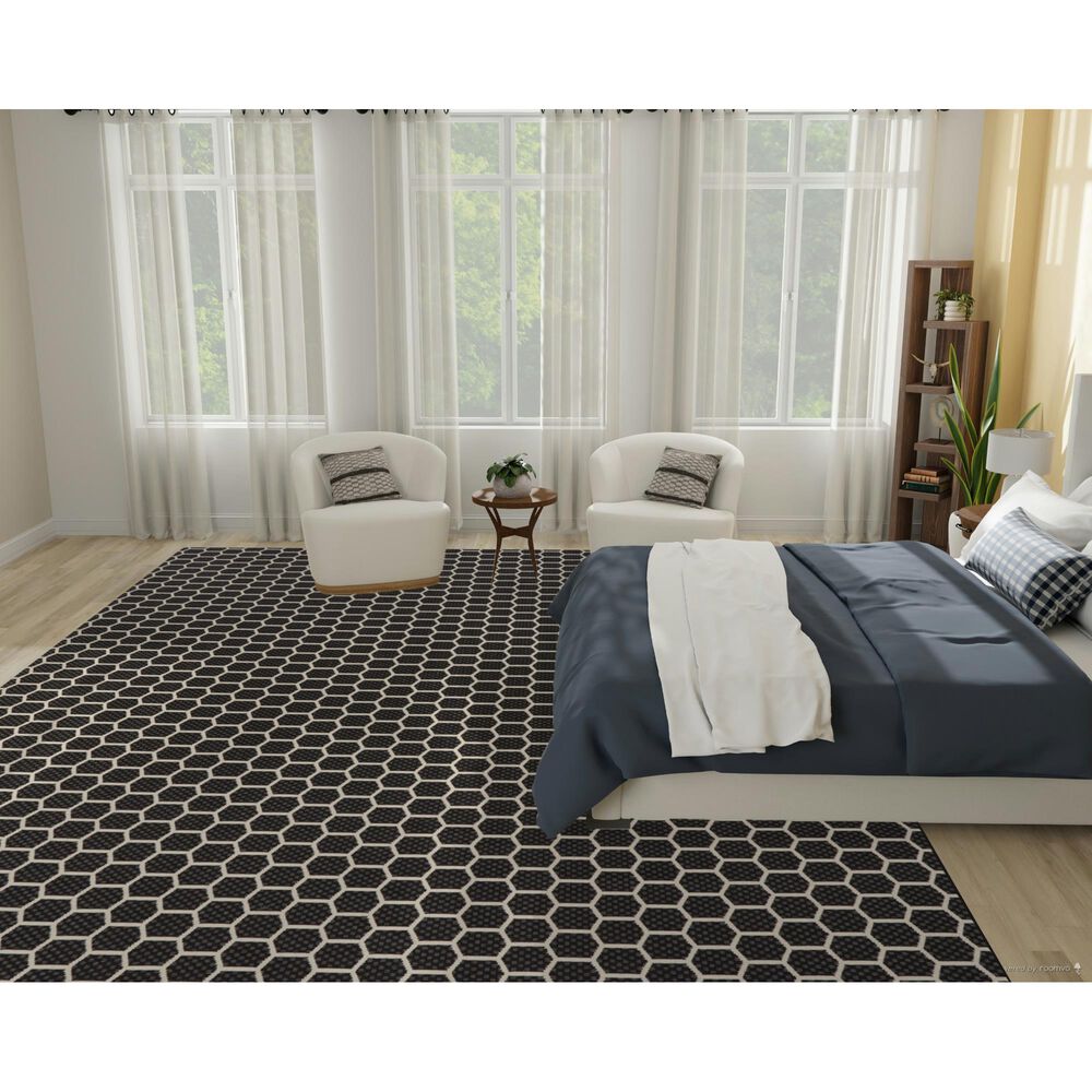 Nourison Twist Reversible 10&#39; x 14&#39; Black Indoor/Outdoor Area Rug, , large