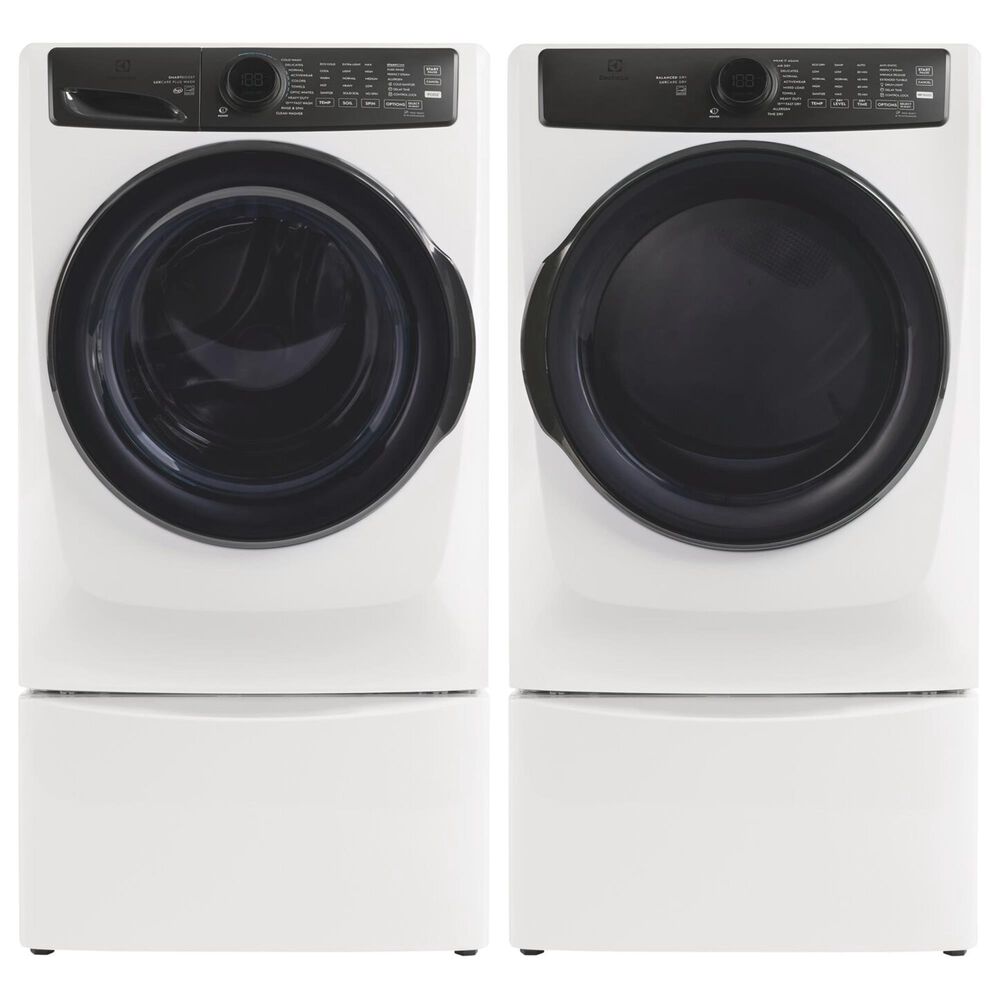 Electrolux 700 Series 4.5 Cu. Ft. Front Load Washer and 8.0 Cu. Ft. Gas Dryer Laundry Pair with Two Pedestals in Matte White, , large