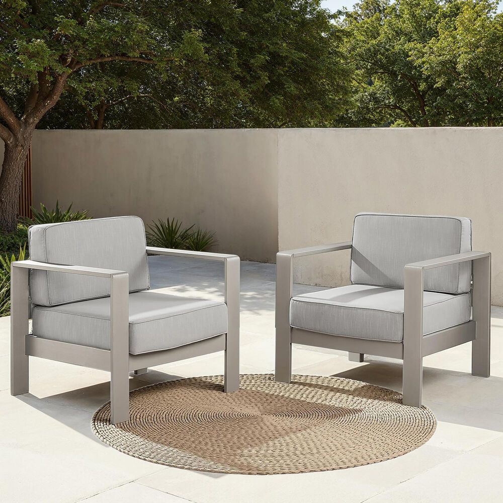 Linon Home Decor Karah Patio Arm Chair in Grey (Set of 2), , large
