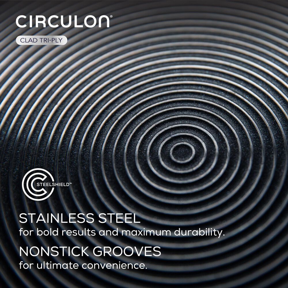 Circulon 8.5&quot; and 10&quot; Tri-Ply Clad Nonstick Frying Pan Set in Stainless Steel, , large