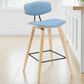 Armen Living Fox Counter Height Stool with Light Blue Upholstery in Patterned Oak, , large