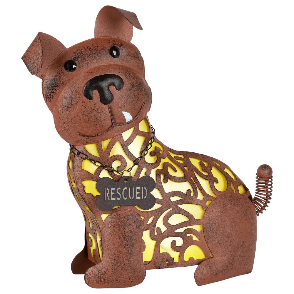 The Gerson Company 14.37" Solar Rescue Cat in Brown and Yellow, , large
