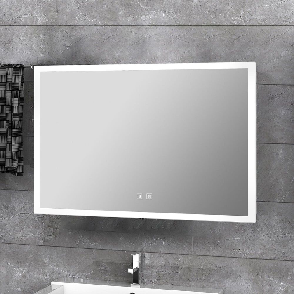 Lexora Home Aurorium 32" x 24" LED Vanity Mirror in White, , large