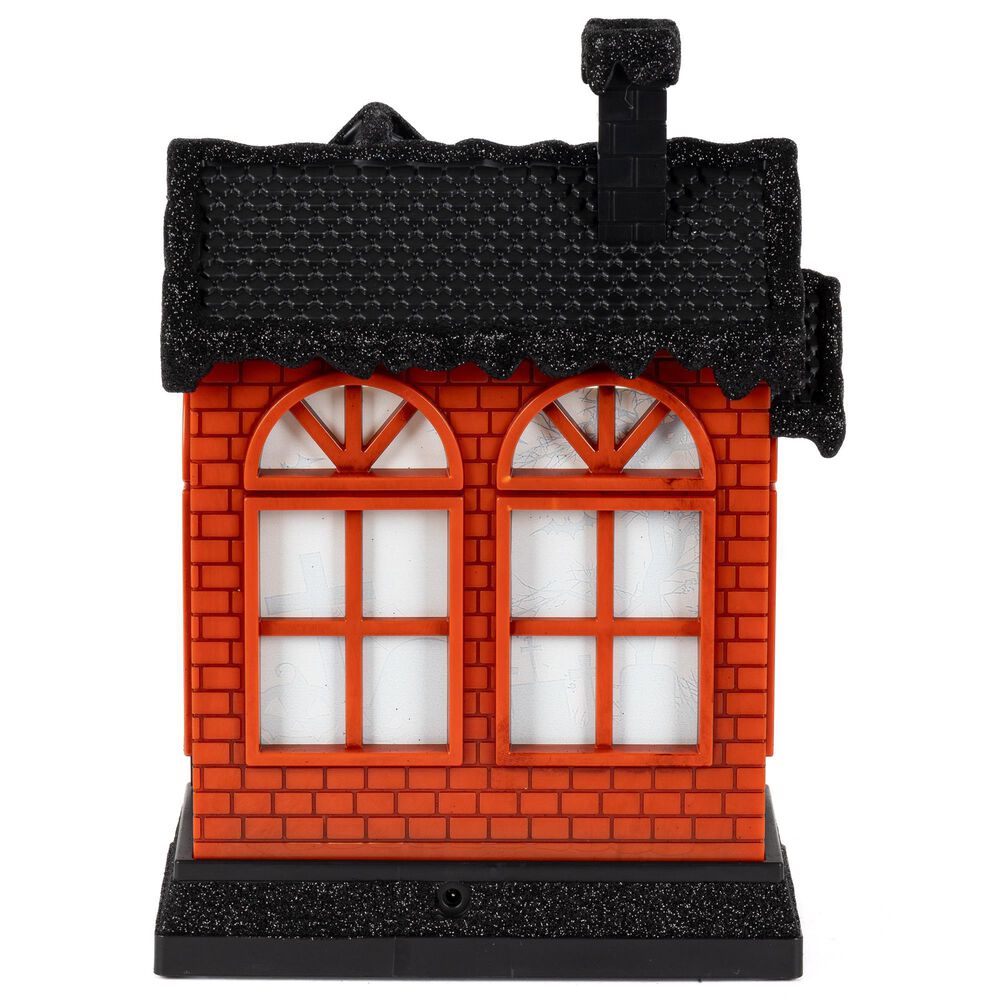 The Gerson Company 10&quot; Lighted Spinning Water Globe Haunted House in Black and Orange, , large