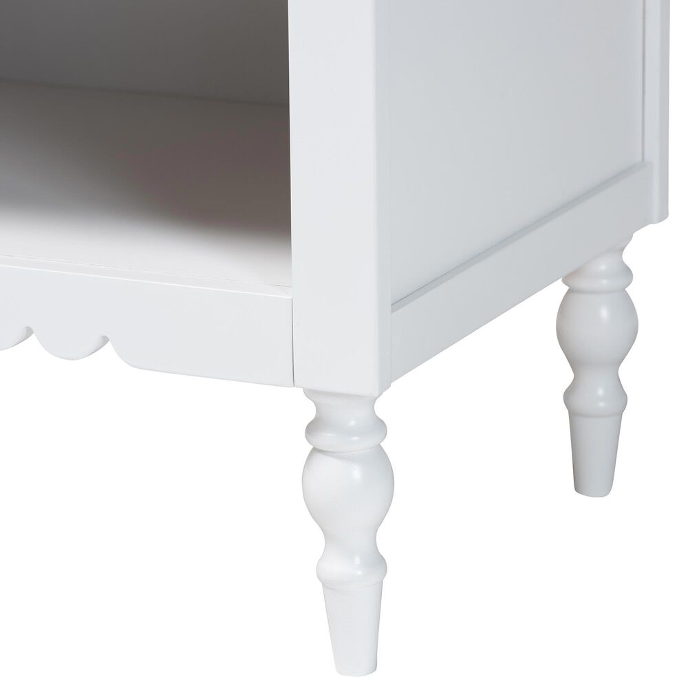 Baxton Studio Roni 1-Drawer Nightstand in White, , large