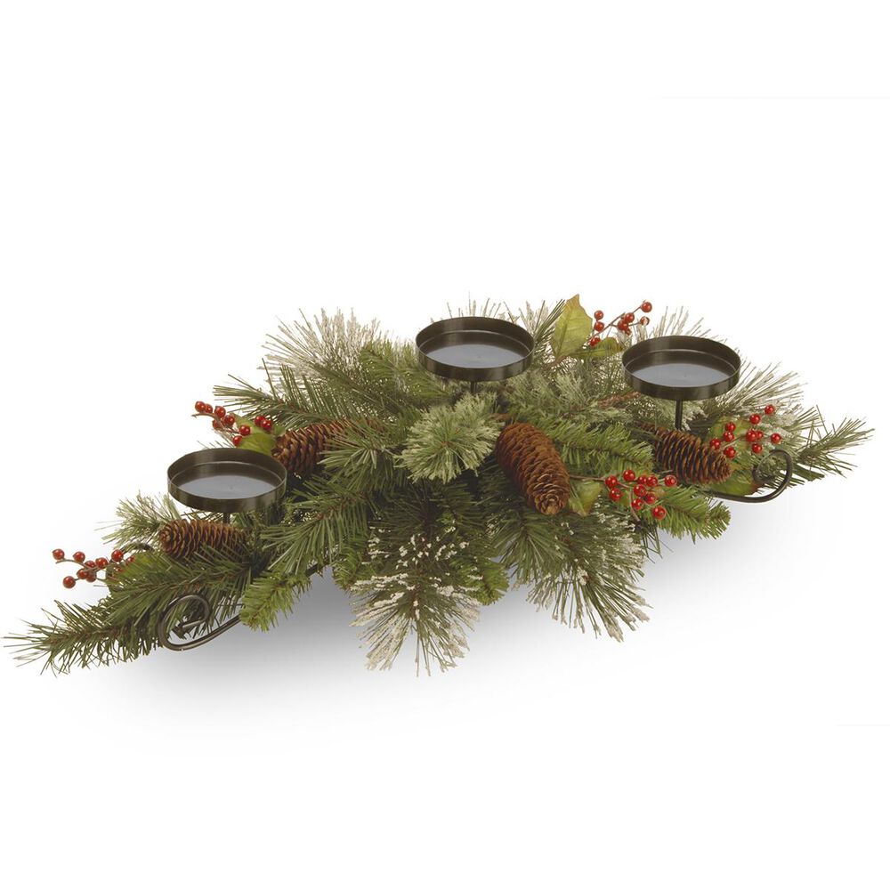 National Tree 30" Wintry Pine Centerpiece and Candle Holder, , large
