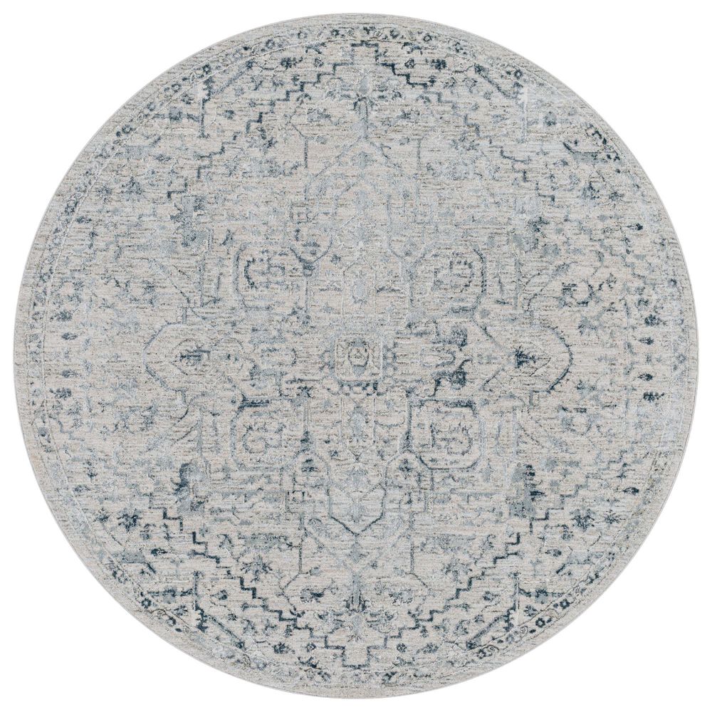 Surya Brunswick Dusty Sage, Light Beige, Taupe, Medium Gray and Deep Teal 6&#39;7&quot; Round Area Rug, , large