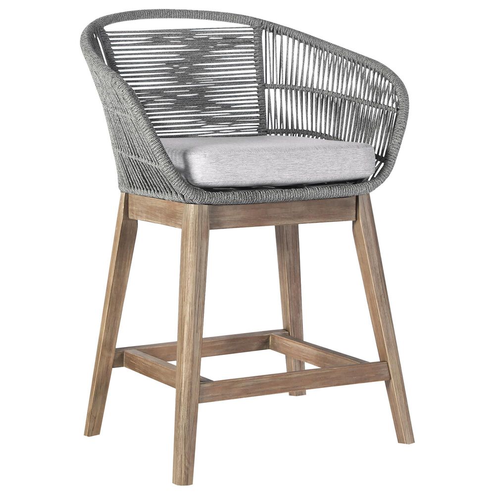 Blue River Tutti Frutti Patio Counter with Grey Cushion in Aged Teak, , large