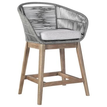 Blue River Tutti Frutti Patio Counter with Grey Cushion in Aged Teak, , large