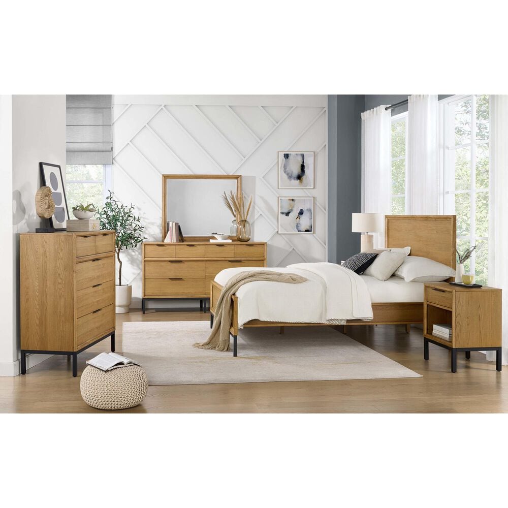 Hawthorne Furniture Newport 1-Drawer Nightstand in Natural Oak and Matte Black, , large