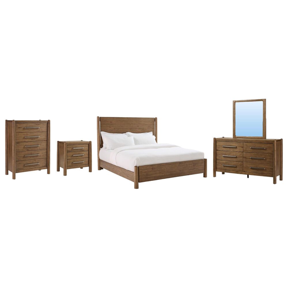 Riverside Furniture Henderson 5 Piece King Platform Panel Bedroom Set in Toasted Pecan, , large