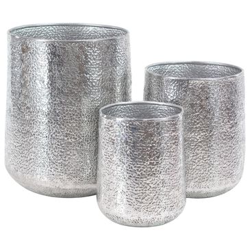 Maple and Jade 20" x 16" Glam Aluminum Planter in Silver (Set of 3), , large
