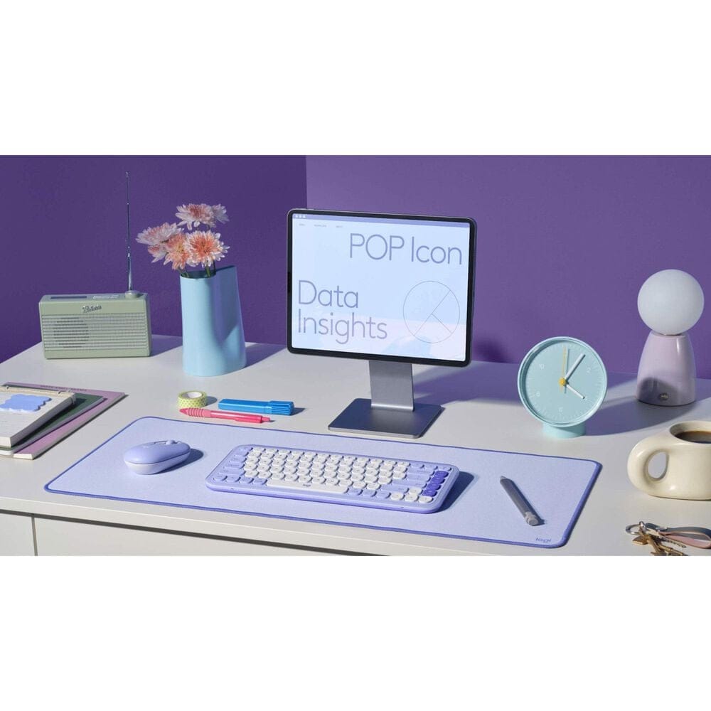 Logitech POP Icon Keys Wireless Bluetooth Keyboard in Lilac and Off White, , large