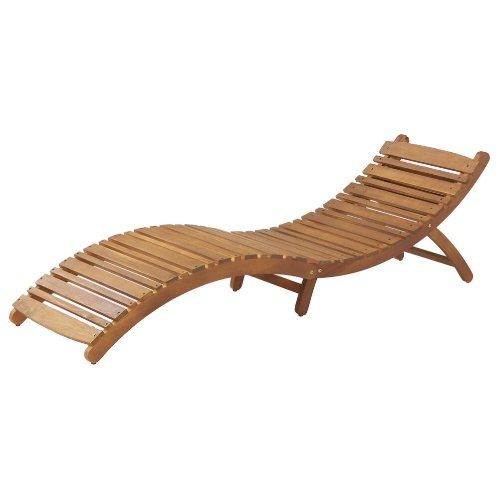 Hearth and Haven Lahaina Outdoor Wood Foldable Chaise Lounge in Brown, , large